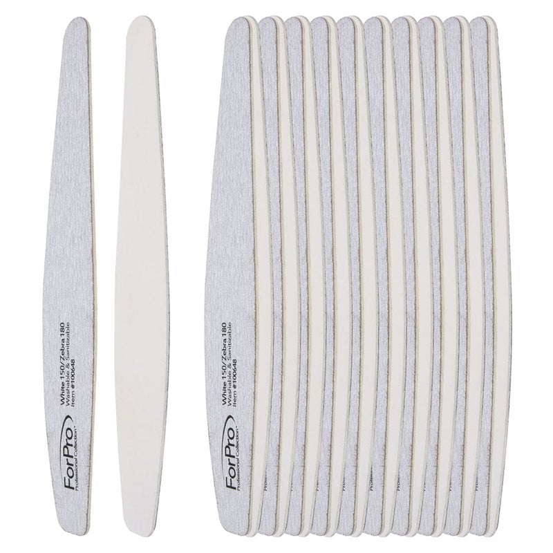 ForPro Professional Collection Expert One & Done Wood File, White 150 Grit/Zebra 180 Grit, Manicure & Pedicure Nail Files, 7â€ L x 1.25â€œ W, 50-Count - Image 2